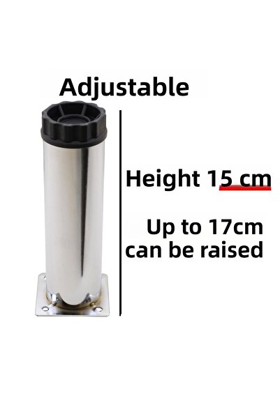 Badem10 Adjustable Furniture Sofa Plinth Armchair Metal Support Riser Leg 15cm Chrome Feet (4Pcs)