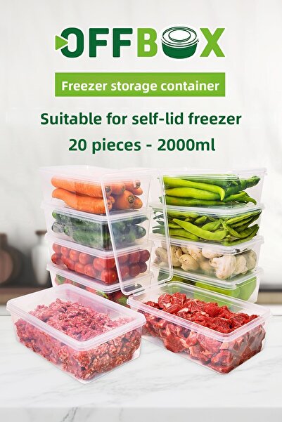 OFFBOX 2 Lt. 20 Self-Covered Storage Containers Suitable for Deep Freezer - Organizer