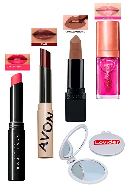 AVON Rose Creme Lipstick + Tinted Plum + Marvellous Mocha Matte Lipstick + Bl...