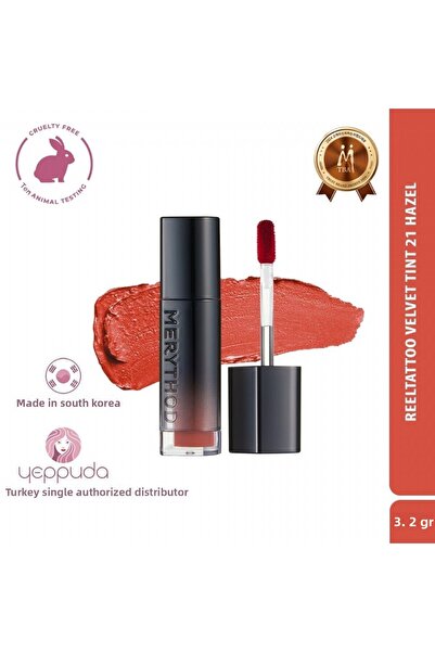 Merythod لون غير لامع ناعم مخملي يدوم طويلاً - لون Reeltattoo Velvet 21 Hazel