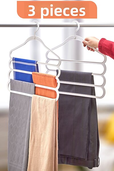 Fesya Home 3 bucăți cu 4 niveluri pentru pantaloni și șaluri, în interiorul d...