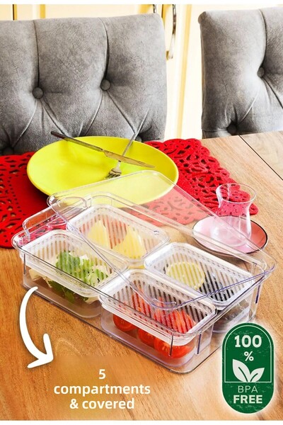 Şener collection 5 Piece Picnic Breakfast Set - Storage Box with Leak Proof Lid