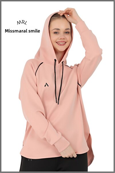 missmaral Scuba Fabric Hooded Baby Raglan Sleeve Women's Sports Sweatshirt