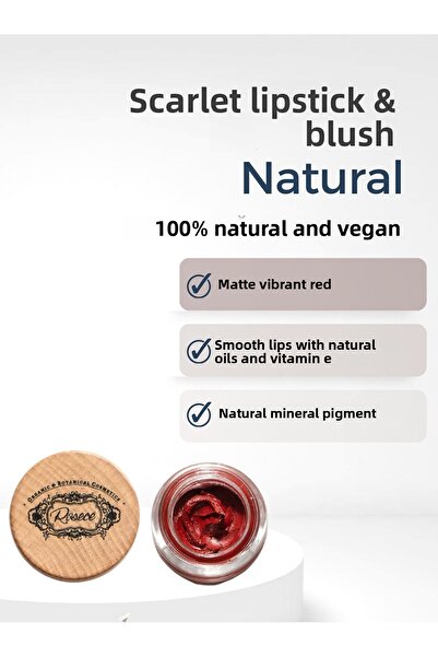 Rosece أحمر الشفاه سكارليت كريم أحمر الخدود - 7 مل مرطب طبيعي أحمر مطفي