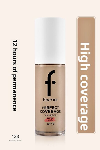 Flormar تغطية مثالية Yoğun Kapatıcı Su Bazlı Fondöten (Sıcak Alt Ton) -133 بيج كلاسيكي -8682536070591