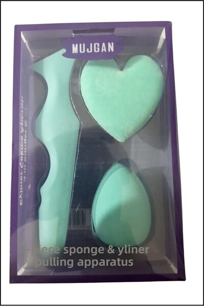 MUJGAN Green Sponge and Eyeliner Pulling Apparatus - Set of 3