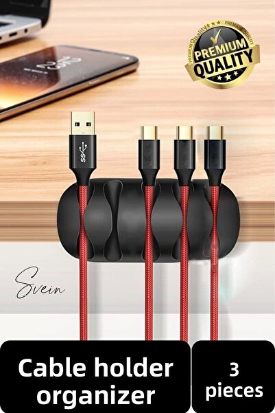 Svein 5 Channel 3 Pieces Cable Holder - Adhesive Organizer, Collector Hider T...