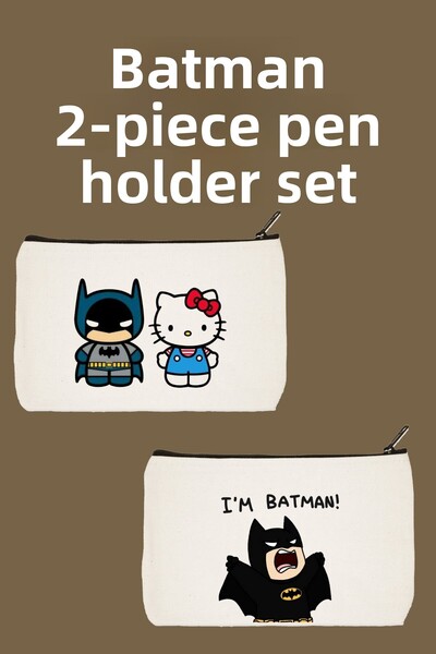 designedfy Σετ μακιγιάζ Batman 2 τεμαχίων, θήκη για στυλό, πορτοφόλι, υφασμάτ...