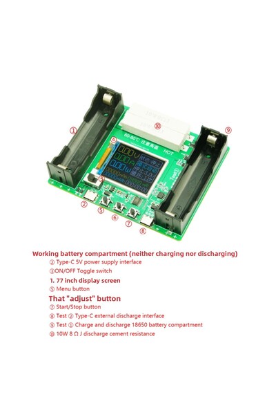 meterk 18650 Lithium Battery Capacity Tester Mah Mwh Capacity Division Internal Resistance Measurement Mode...
