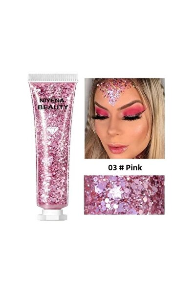 NİYENABEAUTY مكياج الوجه والجسم والشعر بريق جليتر على شكل جل براق 18 جرام لون...