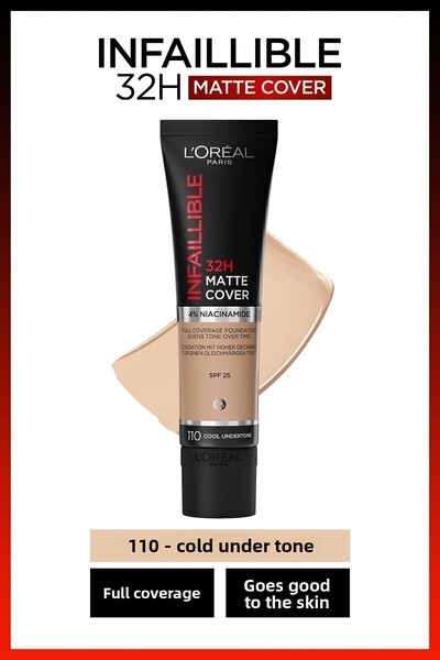 L'Oreal Paris كريم أساس انفاليبل مات كوفر 110 روز فانيلا، من لوريال باريس، كل الأنواع