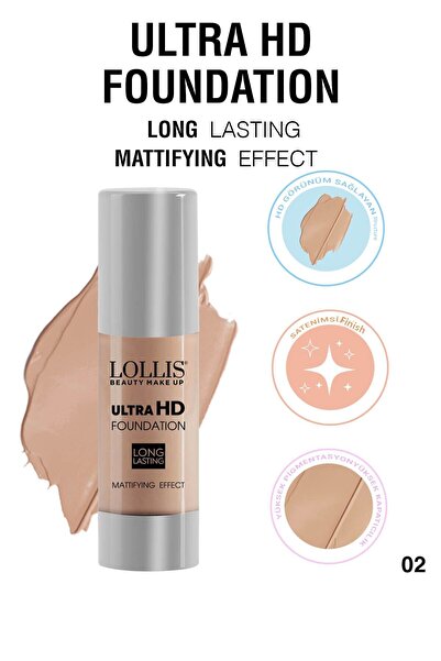 Lollis Ultra HD Foundation 02 / Ultra HD Foundation Color No: 02 Light Medium...