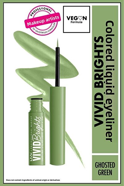 NYX Professional Makeup محدد العيون السائل Vivid Brights - أخضر شبحي