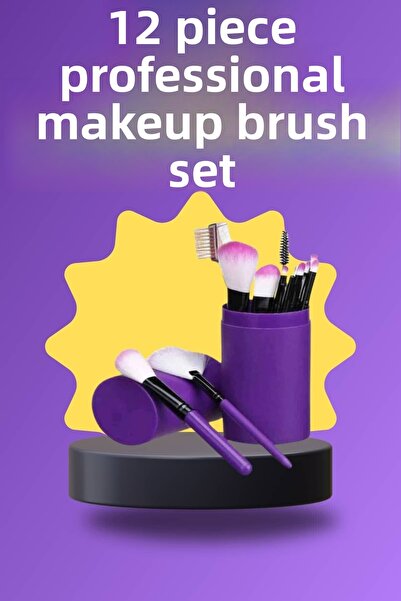 UCUZTEKNO مجموعة فرش مكياج مكونة من 12 قطعة، فرشاة احترافية لكريم الأساس وأحم...