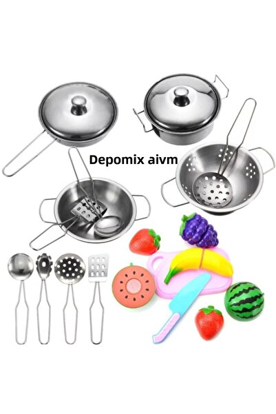 Oyuncakhane مجموعة أدوات طهي من الفولاذ المقاوم للصدأ + مجموعة فواكه وخضروات ...