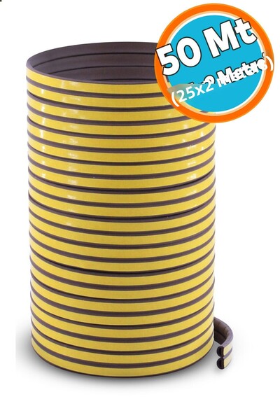 NZB شريط لاصق لنوافذ الباب باللون البني، عازل بارد 25 × 2 = 50 متر