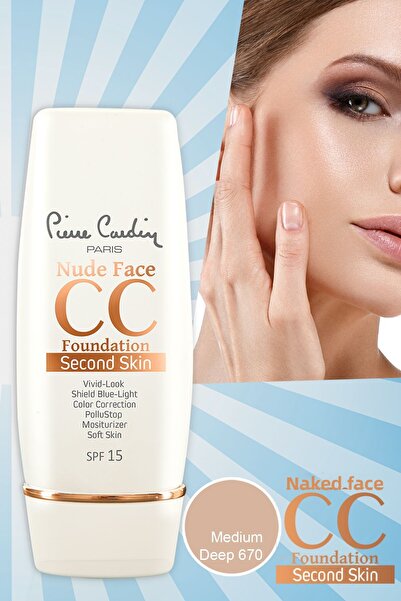 Pierre Cardin كريم CC للوجه العاري - عامل حماية من الشمس SPF 15، عمق متوسط
