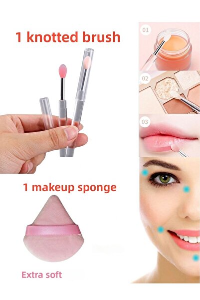 Melien 1 قطعة. صبغ الشفاه و1 إسفنجة مكياج مثلثة للوجه تحت العين، كريم أساس تج...