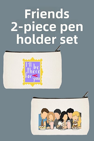 designedfy Комплект чанти за грим Friends Advantage, 2 броя, несесер, портфейл, платнена чантичка