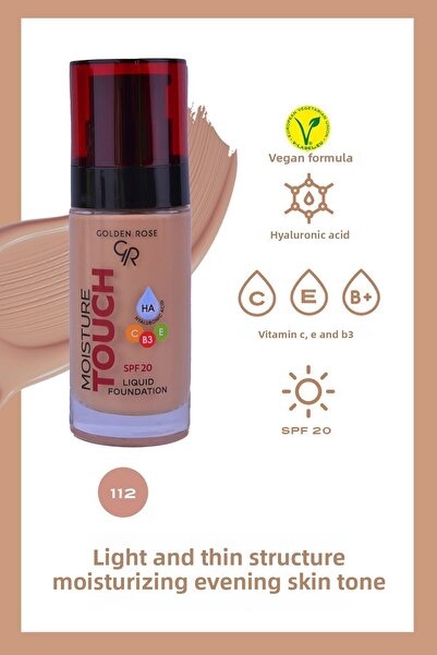 Golden Rose Moisture Touch Liquid Foundation 112 Hyaluronic Acid Moisturizing Foundation 30 ml