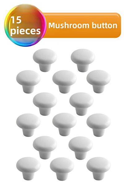 GLASWEN 15 bucăți de mobilier din plastic dur alb cu butoane din plută - mâner, dulap, capac pentru sertar