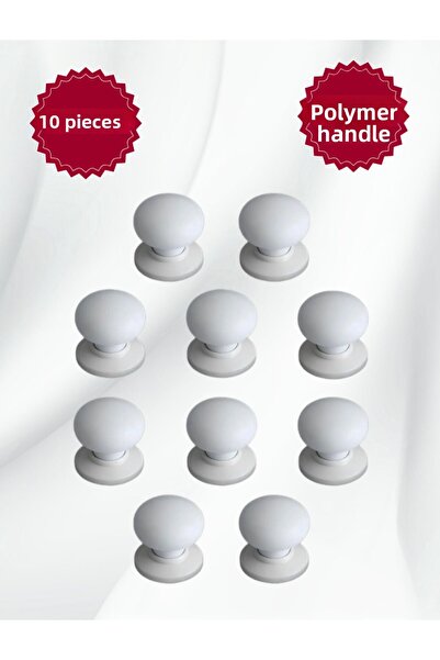 MKLAKS مقبض بلاستيكي بوليمر أبيض اللون لخزانة درج المطبخ، عبوة من 10 قطع - تص...