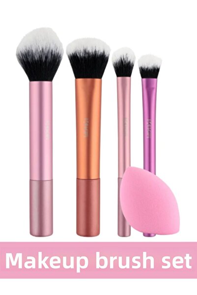 NUNUKO مجموعة فرش مكياج مكونة من 4 قطع (مع إسفنجة كمثرى كهدية)