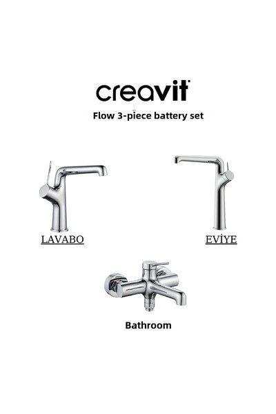 Creavit 3-Piece Flow Faucet Set - Bathroom-Sink-Sink