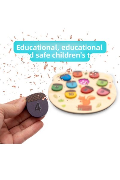 Hopiers Educational Wooden I'M Learning Squirrel Figures Game / Montessori Development Toy for Children