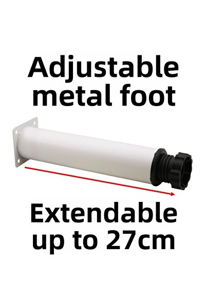 Badem10 Ρυθμιζόμενο Έπιπλο Καναπέ Βάση Πολυθρόνα Μεταλλική Υποστήριξη Riser Λευκό Πόδι Πόδια 25cm 8 Τεμάχια