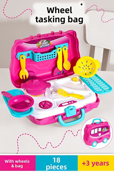 Meleni Toys مجموعة أدوات مطبخ مكونة من 18 قطعة مع عجلات - لعبة مهنة الطبخ مع ...