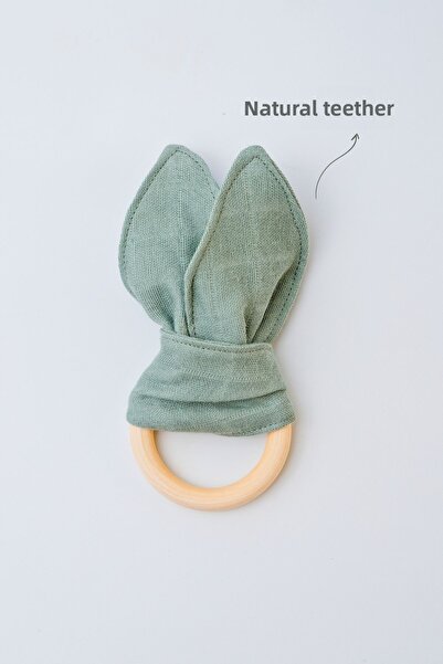 Nami Baby عضاضة أطفال عضوية مصنوعة من الخشب الطبيعي بنسبة 100%، عضاضة من المو...