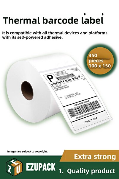 ASTOR AMBALAJ Etichetă termică pentru coduri de bare 350 bucăți 100x150mm alb...