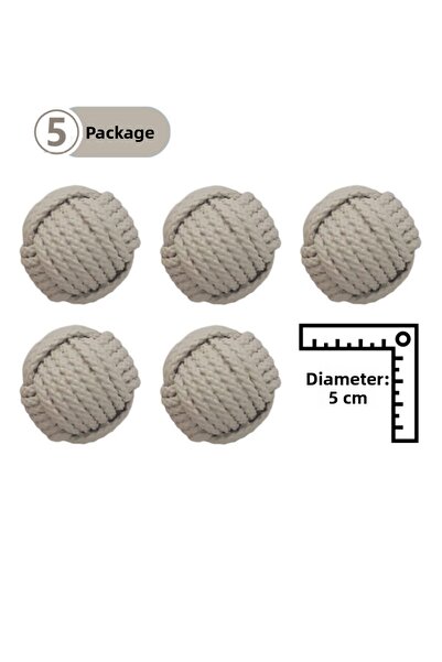 TURUNÇ AKSESUAR 5 Pieces Cream Rope Patterned Handle-Baby Kids Teen Room Cabi...