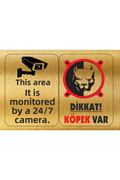 sıradışıhediyem Caution There Is a Dog Gold Gold Metal Warning Sign