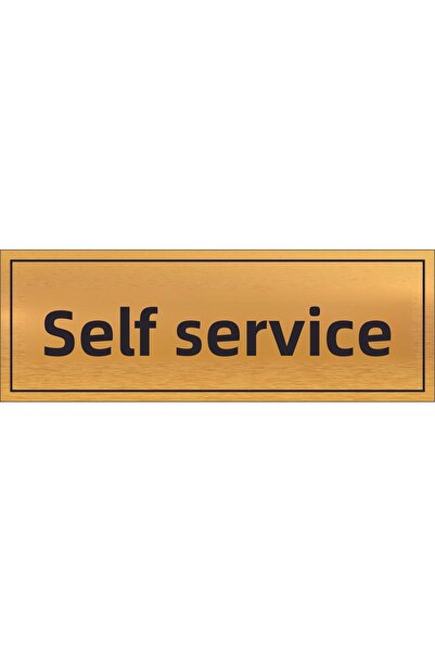 ALFA REKLAM AJANSI Self-Service Written Gold Metal Sheet 20 X 7 cm