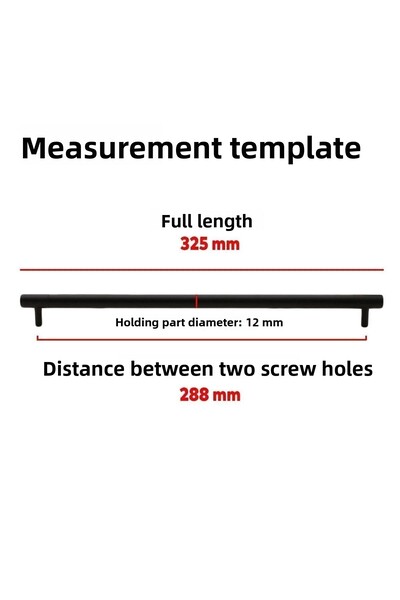 Badem10 Hitit Mâner de ușă dulap dulap Mâner 288 mm Mâner metalic negru mat Mobilier Sertar de bucătărie