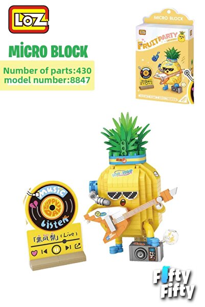Vagonlife لوز مايكرو بلوك سلسلة عازف الجيتار الأناناس الشكل 430 قطعة لعبة بناء مجموعة FFLZ-8847