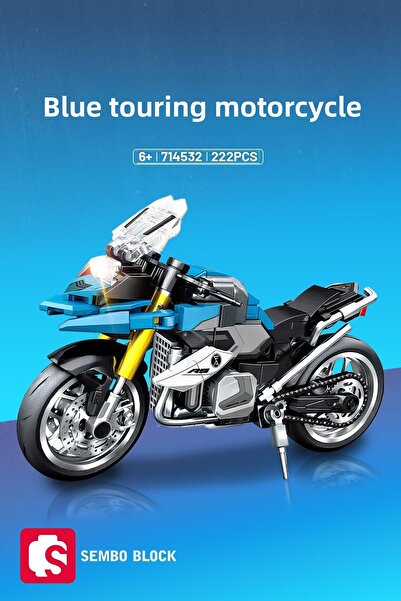 Sembo Block Blue Touring Motorcycle 222 Parts Building Blocks Compatible with Lego ( 714532 )