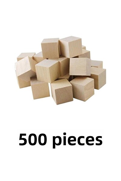 Südor 500 Pieces Wooden Natural Cube Block 2 Cm Natural
