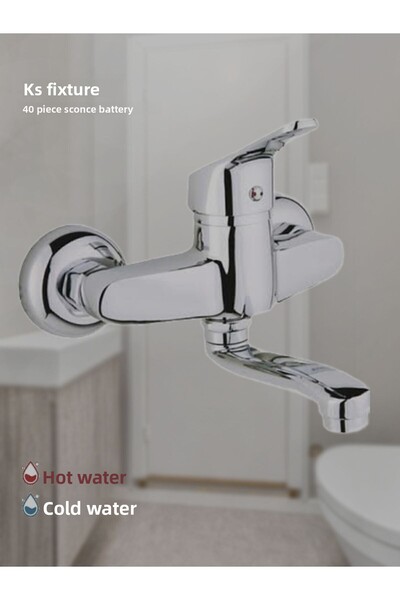 KEVSER SU ARMATÜRLERİ صنبور المطبخ والحوض المزخرف على الحائط بأنبوب طويل