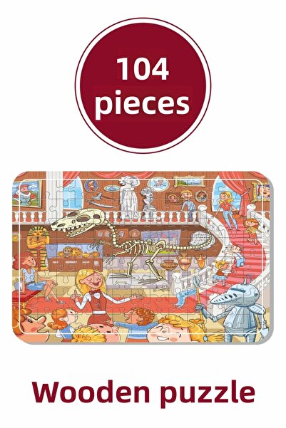 Baskı Atölyesi نحن نزور المتحف 104 قطعة لغز خشبي