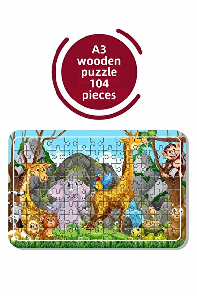 LİPYOS لغز حيوانات لطيفة A3 مكون من 104 قطعة، لعبة، منشار قطع
