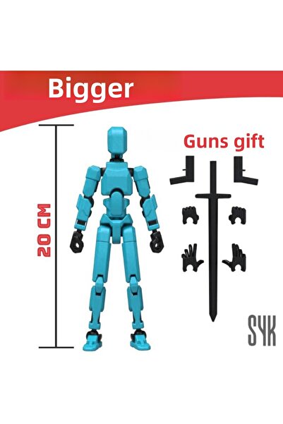 SYK Design (كبير) لعبة روبوت 20 دمية باللون الفيروزي الأسود وجميع المفاصل الم...