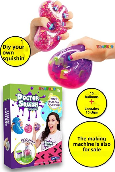 TOYFEST Doctor Squishy - حزمة Squishy Refill V2- 10 مشابك بالونات استبدال حزم...