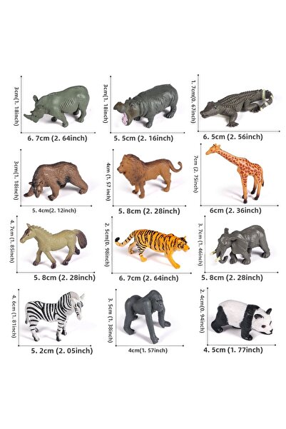 Choice مجموعة من 12 قطعة من حيوانات الغابة البرية الصغيرة، نموذج حيوان الفيل ...