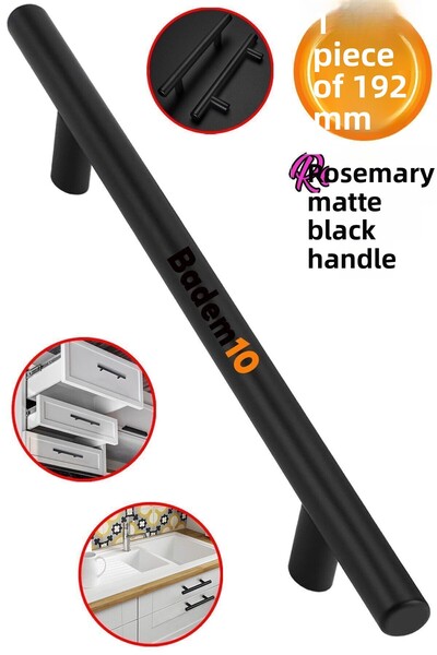 Badem10 Rozmarin (PREMIUM) 192 mm metal negru sertar bucătărie dulap