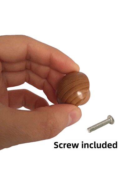 GLASWEN 8 bucăți mâner din lemn de fag cu buton pentru mobilă, sertar, ușă dulap, mâner metalic, accesorii cu șuruburi