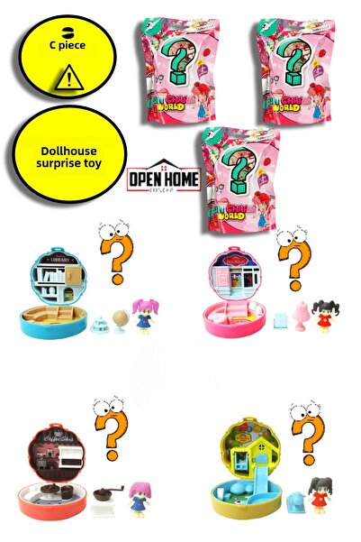 TOYFEST 3Pcs Portable Dollhouse Surprise Pack