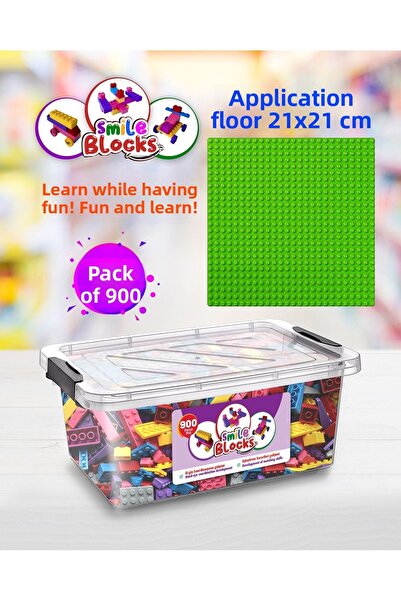 p parti oyunevi Smile Blocks 900 Pieces Plastic Boxed Micro Block with Green Application Base